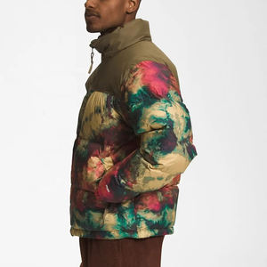 Tie Dye Puffer Jacket Men's Winter <b>Thick</b> <b>Quilted</b> Zipper Closure Casual Stand Collar Outerwear Regular Fit - Product Image 5