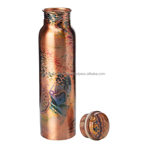 Unique Enamel Design on Pure Copper <b>Water</b> <b>Bottle</b> Handcrafted Ayurveda Health Benefits Copper Vessel for Drinking - Product Image 6