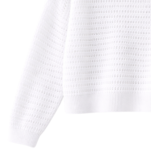 Cardigan en tricot blanc pour femme, décontracté, à manches longues, col en V, boutonné, style automne, pull court tendance, manteau d'extérieur - Product Image 3