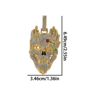 Collar de Moda Europeo Americano, Estilo Hip-Hop, con Colgante de Calavera Geométrica y Cristal, Chapado en Oro, para Aniversario - Product Image 2