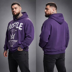 Sweat-shirt à capuche imprimé grande taille pour homme, pull d'hiver en molleton bouclette 300 GSM, haut à capuche imprimé pour homme - Product Image 3