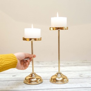Ensemble de bougeoirs surélevés pour décoration intérieure, support en métal durable avec bougie blanche incluse - Product Image 4