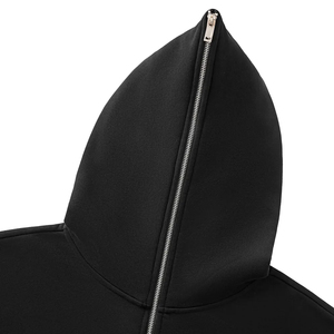 Sudadera con Capucha de Algodón Grueso, Cierre Completo con Cremallera, Color Negro, Sudadera Personalizada con Bordado 3D y Logotipo con Impresión Puff para Hombre y Mujer - Product Image 4