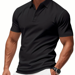 Men's Navy <b>Blue</b> Printed Casual Shirt Breathable Short Sleeve Golf Business Wear Urban Style Lightweight Comfortable Summer - Product Image 4