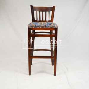 Tabouret de bar moderne réglable en bois massif et tissu - Chaise haute durable pour usage commercial avec design personnalisé - Product Image 1