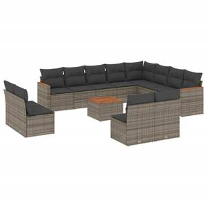 Grande Set di Divani da Giardino Modulari in Rattan PE Grigio, Collezione Premium di Arredamento da Esterno - Product Image 2