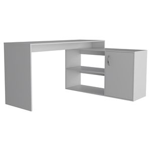 Axis <b>Modern</b> L-Shaped <b>White</b> Computer <b>Desk</b> with Open & Closed Storage Features - Product Image 2