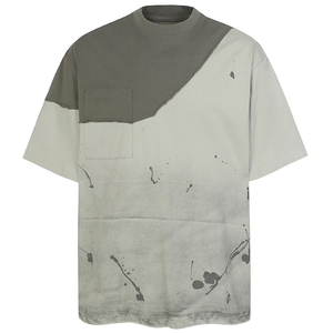 Men's Oversized Short Sleeve T-<b>Shirt</b> Color Blocked <b>Patchwork</b> Print Modern Street Style T-<b>Shirt</b> OEM Custom Logo - Product Image 1
