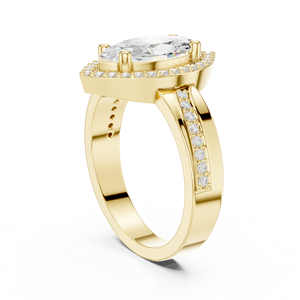 แหวนหมั้นเพชรแล็บโกรว์ 14K ทองคำขาว ดีไซน์มินิมอลคลาสสิก ประดับเพชรทรงมาควิสแบบลูมินารา แหวนมารควิสทรงมงกุฎอิมพีเรียล - Product Image 1