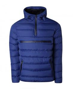 <b>Men</b> Hooded Puffer Jacket <b>Winter</b> <b>Warm</b> Quarter Zip Solid Color Casual Windproof Polyester Filling <b>Coat</b> - Product Image 1