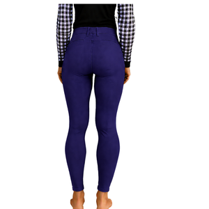 Pantalon d'équitation pour femme bordeaux, taille haute, extensible, avec passants de ceinture, pour la compétition et l'entraînement - Product Image 2
