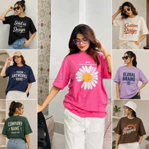 Made in Bangladesh Custom Printed OEM Drop Shoulder <b>T</b>-<b>shirt</b> Wholesaler Loose Fit Ladies <b>T</b> <b>Shirt</b> 180 GSM Single Jersey Tees - Product Image 5