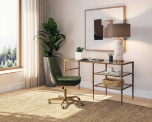 Luxury <b>Marble</b> <b>Table</b> Lamp With Rich Brown Fabric Shade And Sophisticated Contemporary Interior Lighting Appeal - Product Image 6