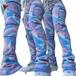 Professional Men's Custom Top Quality Casual Outdoor <b>Flared</b> Jogger Track Pants Splatter Men's Stacked Sweatpants for Men - Product Image 6
