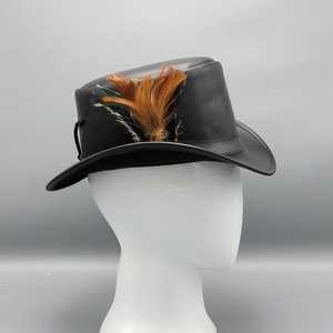 Sombrero de Copa Unisex de Cuero con Adorno de Pluma, 56-58 cm, Casual, para Adultos, para las Cuatro Estaciones, por AMS SPORTS INTL - Product Image 5