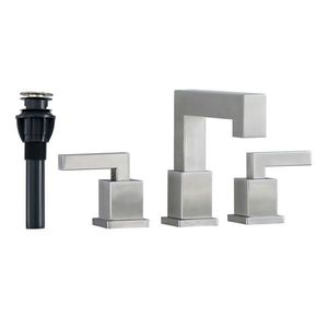 Modern 2-Handle Widespread Bathroom Faucet Brushed Nickel Waterfall Vanity Faucet with 3-Hole Sink Pop Style - Product Image 1