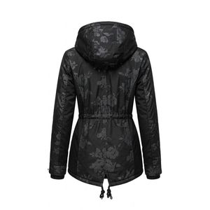 Parka longue pour femme de qualité supérieure, monochrome noir, chaud, doublé en sherpa, avec cordon de serrage à la taille, col montant, manches droites – Grande Vente - Product Image 3