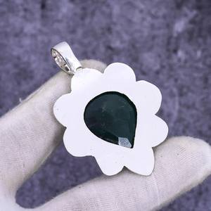 Colgante de Plata de Ley con Esmeralda Brasileña, Joyería Bohemia Hecha a Mano, Collar con Piedra Preciosa Natural, Venta al por Mayor - Product Image 4