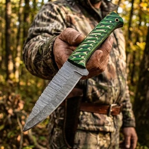Couteau de chasse de poche à lame droite, motif Damas, fait main sur mesure, EDC, prêt pour FBA, survie en extérieur, dépecage, bushcraft - Product Image 2