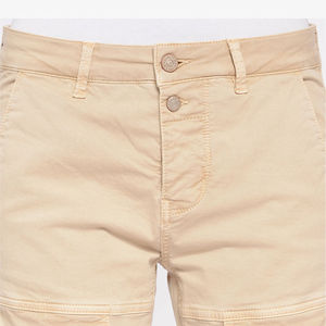 Pantalones Cargo Beige para Mujer, Cintura Media, Estilo Utilitario, Largo al Tobillo, Corte Regular, Cierre de Botones, Bolsillos - Product Image 4