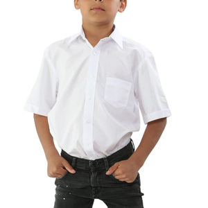 Camisa de Uniforme Escolar para Niños de Primaria, Azul, Manga Corta, Poliéster/Algodón Oxford con Detección de Agujas, Unisex - Product Image 5