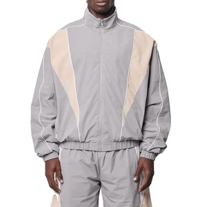 Custom Zip up Embroidered Logo Retro Nylon <b>Track</b> <b>Jacket</b> With Piping Blank Softshell Outdoor <b>Jacket</b> Windbreaker Men - Product Image 3