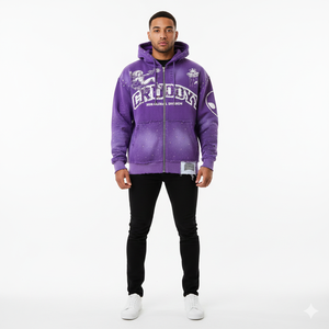 Sudadera con capucha para hombre, personalizada, al por mayor, de la fábrica Ranzia Industry, 100% algodón, con bordado desgastado y estampado. - Product Image 1