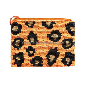 Bolso de mano de lona con estampado de leopardo y cuentas, bordado con cuentas de semillas, con cremallera, de diseñador, para fiesta de noche, monedero de lujo, pieza llamativa - Product Image 2