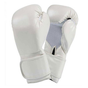 Guantes de Boxeo de Cuero PU Blanco con Cierre de Cordones en la Muñeca, Transpirables, para Adultos, Entrenamiento y Sparring - Product Image 1