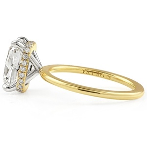 Classic 3.13 carat <b>Cushion</b> Cut Lab Grown Diamond Engagement <b>Ring</b> Yellow Gold Solitaire <b>Ring</b> IGI certified Diamond <b>Wedding</b> Band - Product Image 3