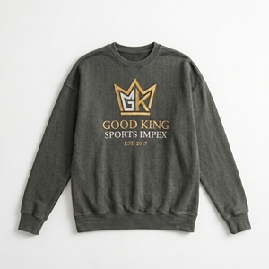 เสื้อสเวตเชิ้ตคอกลมทรงโอเวอร์ไซส์สำหรับผู้ชาย ล้างสีแบบแอซิดวอช ปักโลโก้ตามสั่ง ผ้าคอตตอนหนานุ่ม สไตล์สตรีทแวร์ - Product Image 1