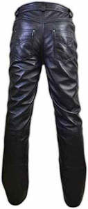 <b>Men's</b> <b>Black</b> Leather Breathable Printed Moto <b>Pants</b> Straight Fit Zipper Fly Mid Waist Side Pockets Lightweight Casual Winter Wear - Product Image 3