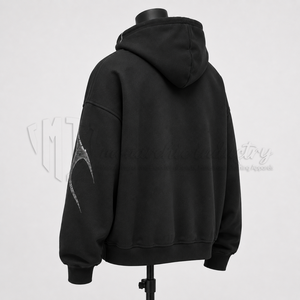 Sudadera con Capucha Gráfica Personalizada para Hombre, Negra, Oversize, con Cremallera, Ropa Urbana, Proveedor de Fábrica OEM - Product Image 4