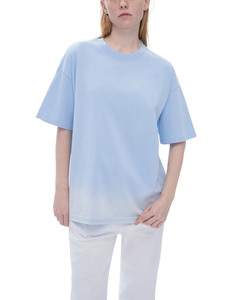 Camiseta Oversize Azul Cielo Unisex con Hombros Caídos, de Algodón Pesado, Ajuste Holgado Casual, Premium Lisa - Product Image 4