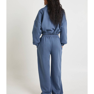 Ensemble de jogging surdimensionné personnalisé en coton épais avec motif 3D en relief, tenue de sport athleisure pour activités de plein air, ensemble 2 pièces avec fermeture éclair - Product Image 2