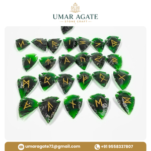 Juego de Runas con Punta de Flecha de Obsidiana Verde, Tallado a Mano en Piedra Preciosa, Herramienta Espiritual, Regalo - Product Image 2