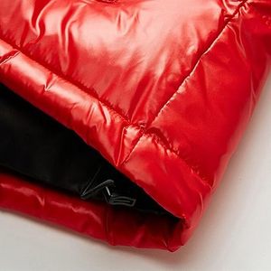 Reversible Winter Glossy Puffer Hoodie <b>Jacket</b> <b>Waterproof</b> Solid Color Shiny Bubble Coat Glossy <b>Red</b> Hooded <b>Jackets</b> OEM Services - Product Image 2