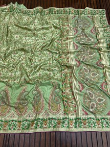 Luxury Pure Pasmina Silk <b>Saree</b> with Kashmiri Meenakari Weaving & Swarovski Diamond Work - Product Image 2