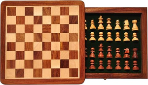 Jeu d'échecs rond en bois de 9 pouces avec tiroir et pièces magnétiques en bois de Sheesham, diamètre 9 pouces, pour les plus de 13 ans - Product Image 3