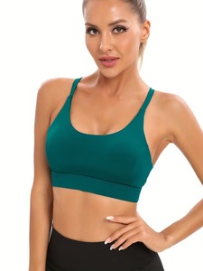 Women Deep Scoop Neck Underbust Ribbon Gymwear Breathable Athleisure Bustier Pullover Style Lifter Training Support Apparel - Product Image 2