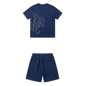 Casual Summer Hip Hop Polo Shirts Sets Cotton Polyester <b>Pullover</b> <b>Mens</b> Custom Logo Tracksuit T-Shirt and Short Set with Zipper - Product Image 3