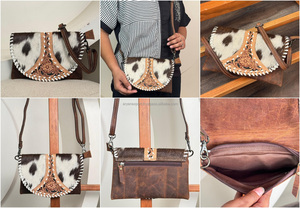 2025 plus récent gros mode dames petit cuir repoussé à la main élégant épaule et sac à bandoulière cheveux sur sacs à main en cuir de vachette - Product Image 3