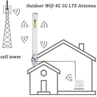 Antenne Cellulaire Omnidirectionnelle 4G LTE 5G avec Connecteur TS-9 / Mât / Câble de 5m / 600-6000MHz / 10dBi