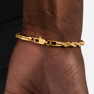Pulsera de Cadena de Cuerda Chapada en Oro de 14K y Plata de Ley 925, Pulsera Unisex con Eslabones de Cuerda Trenzada, Joyería Fina de Lujo - Product Image 3