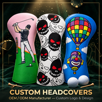 Housse de tête de club de golf en cuir PU personnalisée avec logo OEM, brodée, pour driver, fairway, hybride, vente en gros