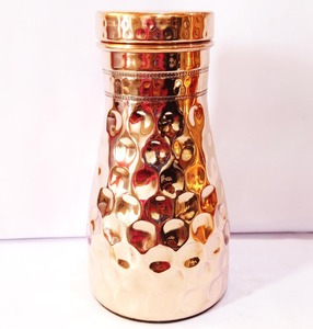 Pot à sucre en cuivre fait main avec finition martelée texturée, design chinois traditionnel, forme ronde, artisanat métallique - Product Image 1