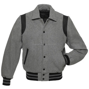 Veste universitaire sur mesure MONO RIDERS MR-VJ-14 - Extérieur en cuir véritable, col rond, rembourrage 100% polyester, construction sans couture - Product Image 3