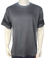 T-shirt à manches courtes pour homme, gris foncé, col rond, coupe classique, couleur unie, 100% coton jersey, tissu respirant tricoté