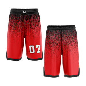 Shorts de basketball en maille 100% polyester avec logo personnalisé, imprimé par transfert thermique, nom de l'équipe et logo sur le devant et le dos, taille plus, respirant - Product Image 4