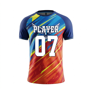 Camiseta de Fútbol Personalizada por Sublimación, Unisex, Manga Corta, Absorbente de Humedad, Diseño a Cuadros, Impresión con Nombre del Jugador, Cuello en V, 100% Poliéster - Product Image 1